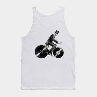 Music Man on a vinyl records bike Tank Top